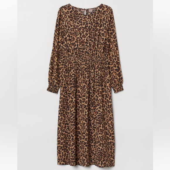 HM Long Sleeve Leopard Maxi Dress - Picture 1 of 7